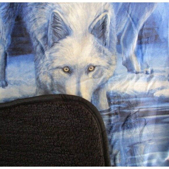 New Winter Wolf Wolves At Lake Plush Throw Gift Blanket Sherpa Lisa Parker SOFT - Picture 3 of 4